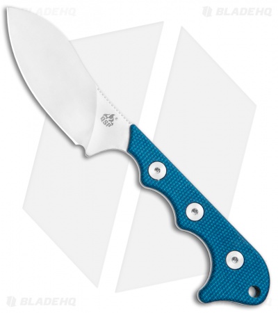 QSP Neckmuk Fixed Blade Neck Knife Blue Linen Micarta (2.9" Satin) QS125-D