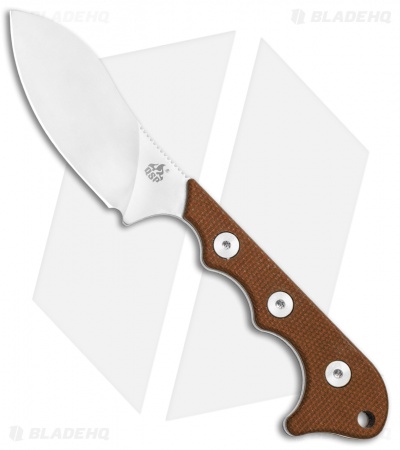 QSP Neckmuk Fixed Blade Neck Knife Brown Linen Micarta (2.9" Satin) QS125-E