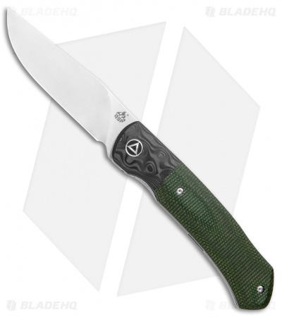 QSP Gannet Liner Lock Knife CF / Green Micarta (3.3" Satin) QS137-C