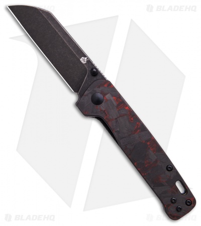 QSP Penguin Liner Lock Knife Shredded G-10 Red (3.1" Black SW)
