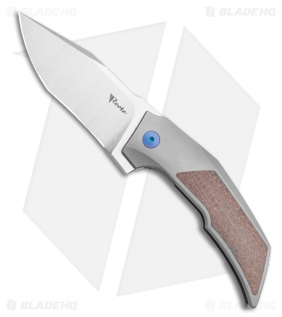 Reate Bharucha T3000 Frame Lock Brown Micarta/Ti Blue Screws (3" Satin)