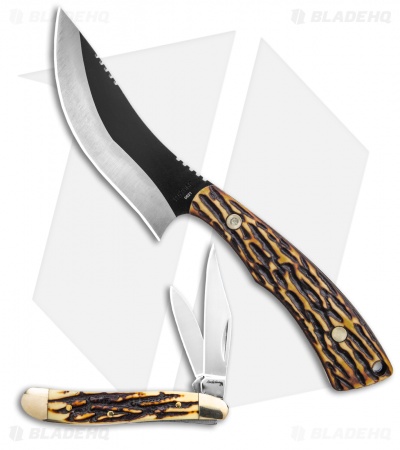 Schrade Uncle Henry 2pc. Modified Drop Point Fixed Blade/Folder Combo