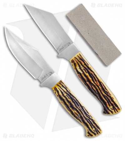 Uncle Henry 2 Piece Fixed  Blade Knife Gift Set w/ Sharpening Stone