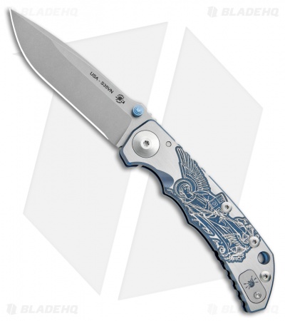 Spartan Blades Harsey Frame Lock Knife Saint Michael Ti (3.8" Stonewash)