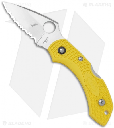 Spyderco Dragonfly 2 Salt Lockback Knife Yellow FRN (2.25" H2 Satin Serr)