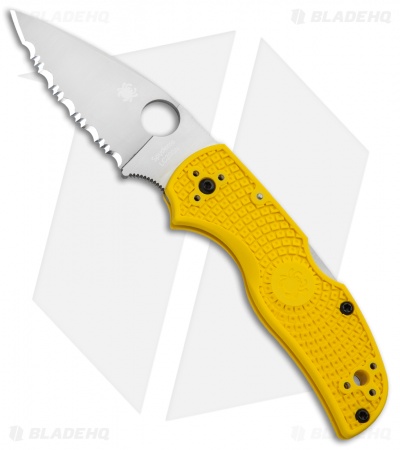 Spyderco Native 5 Salt Lockback Knife Yellow FRN (3" Satin Full Serr) C41SYL5