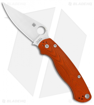 Spyderco Paramilitary 2 Knife Orange Aluminum Waves (3.4" Satin BD1N) C81ALPOR2