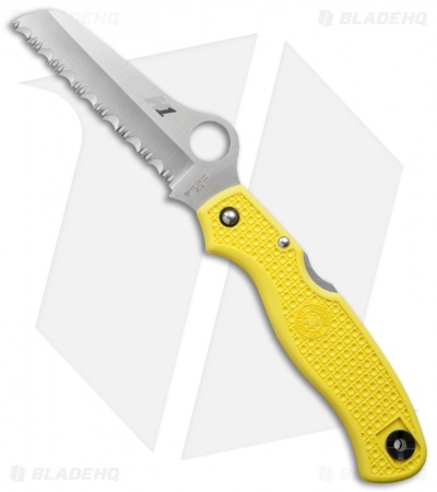 Spyderco Atlantic Salt Folding Dive Knife C89SYL Yellow FRN (3.69" Satin Serr)