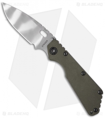 Strider SMF Frame Lock Knife OD Green G-10/Flame Ti (3.9" Tiger Stripe)