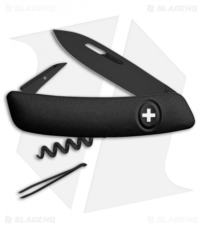 Swiza D01 Button Lock Swiss Pocket Knife Black (2.75