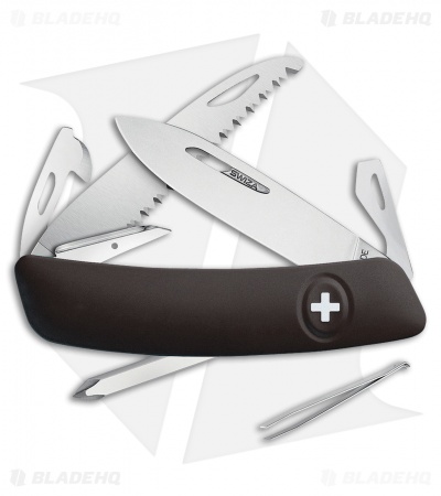 Swiza D06 Button Lock Swiss Pocket Knife Black (2.75" Mirror)