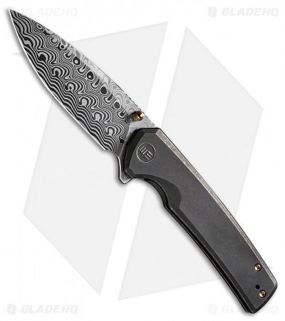 WE Knife Co. Subjugator Frame Lock Knife Black Titanium (3.5" Damascus)