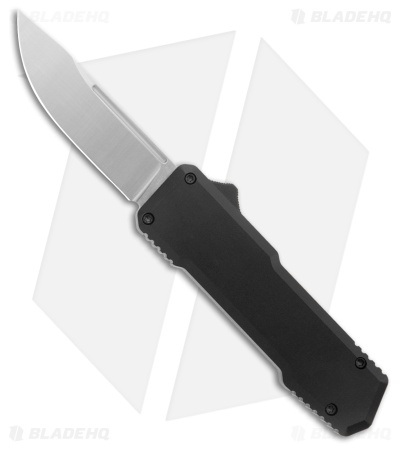 SOS Knives Drop Point D/A OTF Automatic Knife Black Aluminum (3.1" Satin)