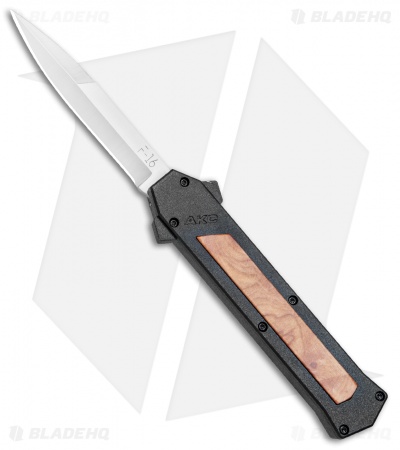AKC F-16  D/A Bayonet OTF Automatic Knife Black/Wood (3.3" Satin)