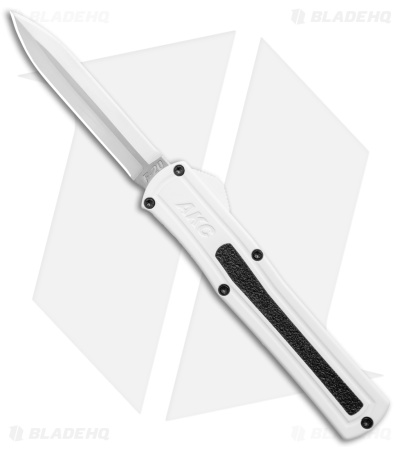 AKC F-20 D/A Spear Point OTF Automatic Knife White Aluminum (3.6" Satin)