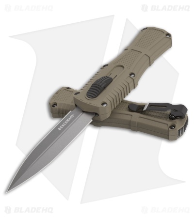 Benchmade Mini Claymore OTF D/A Auto Knife Green Grivory (3.2" Gray) 3375GY-1