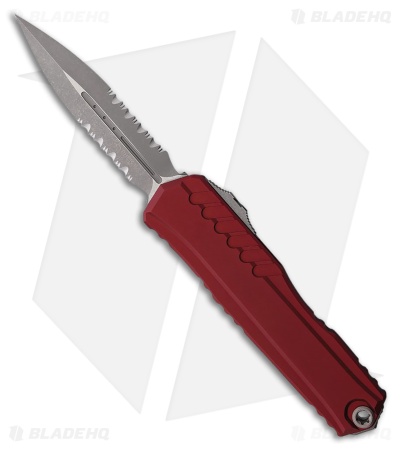 Microtech Cypher II D/E OTF Automatic Knife Merlot Red Aluminum (3.5" Apoc Serr)