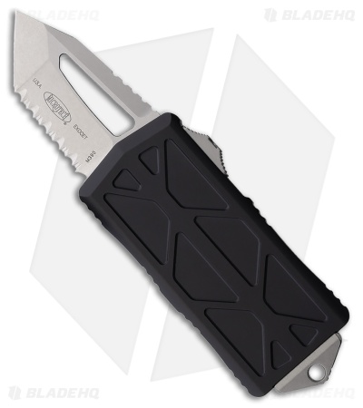 Microtech Exocet T/E Automatic Knife Black Al (2" Apocalyptic Serr)