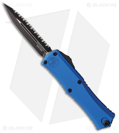 Microtech Hera II Mini D/E OTF Knife Blue Aluminum (3" Black Full Serr)