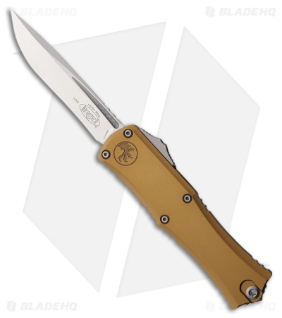 Microtech Hera II Mini Recurve OTF Automatic Knife Tan Aluminum (3" Satin)