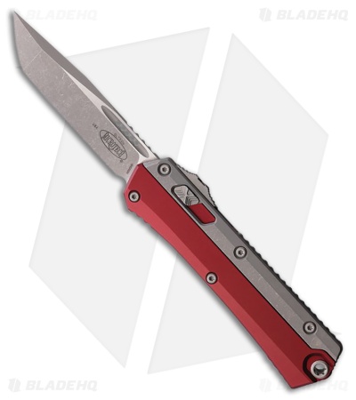 Microtech Glykon T/E OTF Automatic Knife Merlot Red Aluminum/Ti (3.75" Apoc)