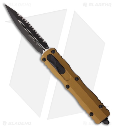Microtech Dirac Delta D/E OTF Knife Tan Al (3.75" Black Full Serr)