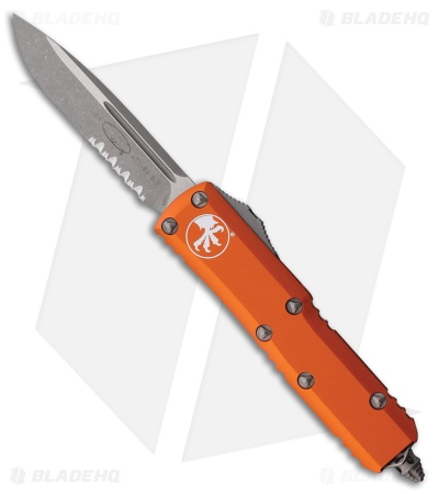 Microtech UTX-85 S/E OTF Automatic Knife Orange Aluminum (3.1" Apocalyptic Serr)