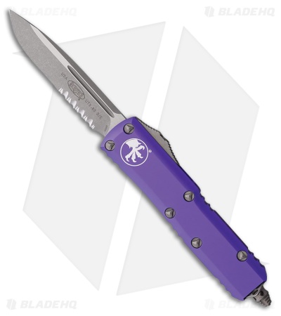 Microtech UTX-85 S/E OTF Automatic Knife Purple Aluminum (3.1" Apocalyptic Serr)
