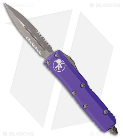 Microtech UTX-85 D/E OTF Automatic Knife Purple Aluminum (3.1" Apocalyptic Serr)