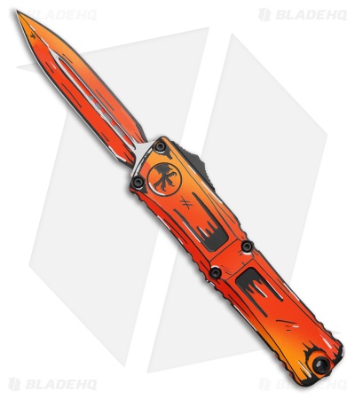 Microtech Combat Troodon Gen III D/E OTF Knife Orange Comic Strip  (4" Orange)