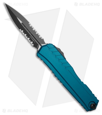 Microtech Cypher II D/E OTF Automatic Knife Blue (3.5" Black Serr) 1242-2BL