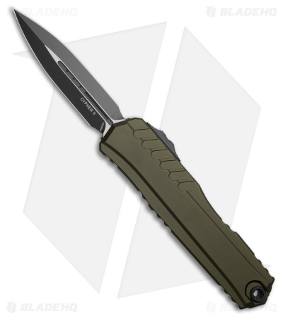 Microtech Cypher II D/E OTF Automatic Knife OD Green Aluminum (3.5" Two-Tone)