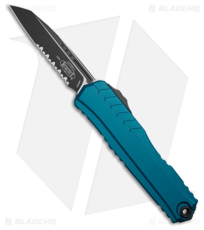 Microtech Cypher II S/E OTF Automatic Knife Blue Aluminum (3.5" Black Serr)