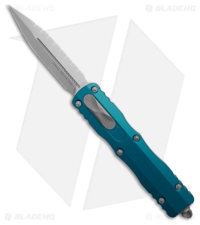 Microtech Dirac Delta D/E OTF Knife Blue Al (3.75" Satin Full Serr)