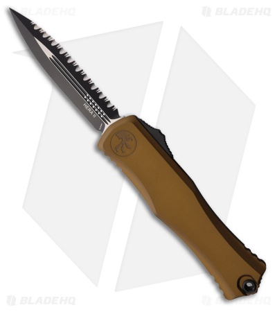 Microtech Hera II D/E OTF Automatic Knife Tan Aluminum (4" Black Full Serr)