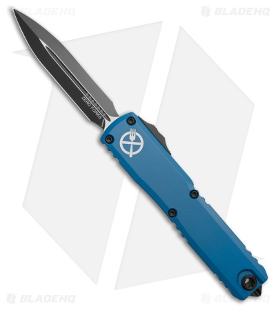 Microtech Ultratech ZBP Zero Forks D/E OTF Automatic Knife Blue Al (3.5" Black)