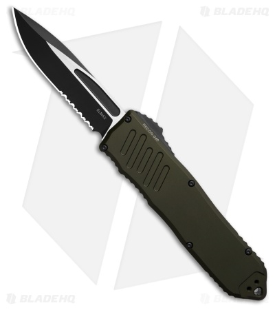 Guardian Tactical RECON-040 OTF Auto Knife OD Green Aluminum (4" Two-Tone Serr)