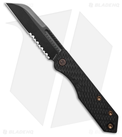 Heretic Jinn Slip Joint Knife MagnaCut Black CF w/ Bronze (3" Black DLC Serr)