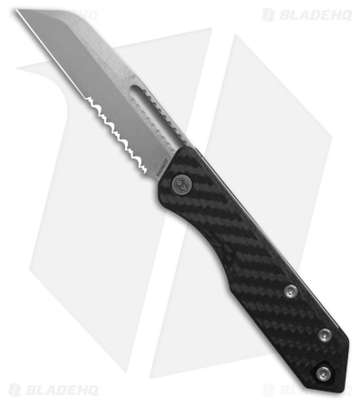 Heretic Knives Jinn MagnaCut Slip Joint Knife Carbon Fiber (3" Stonewash Serr)