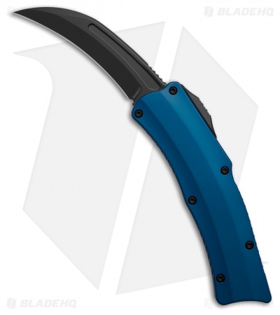 Heretic Knives ROC MagnaCut D/A OTF Auto Knife Blue Aluminum (3" Black DLC)