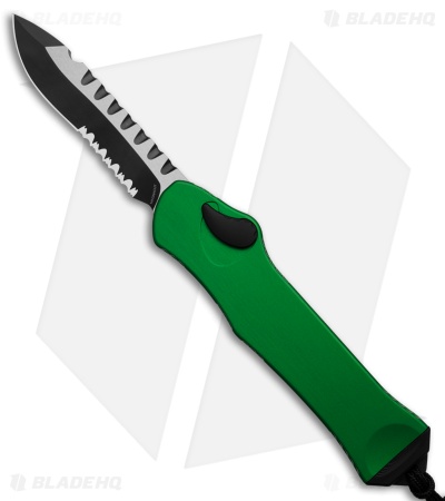 Heretic Knives Hydra Recurve OTF Automatic Knife Toxic Green (3.6" DLC Serr.)