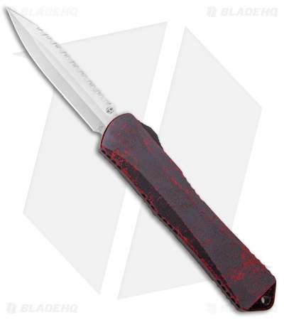 Heretic Knives Manticore-X  Plain/Serrated OTF Knife Battleworn Red (3.75" SW)