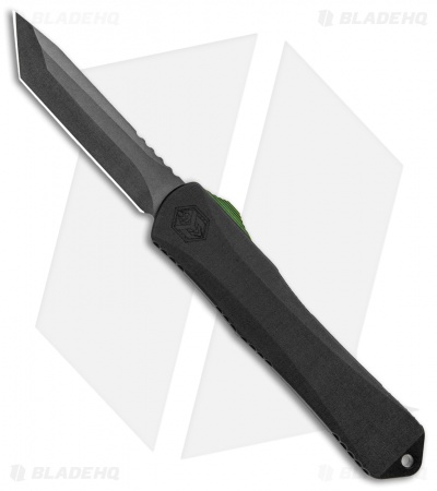 Heretic Knives Manticore-X  OTF Tanto Knife Black Green G-10 Button (3.75" DLC)