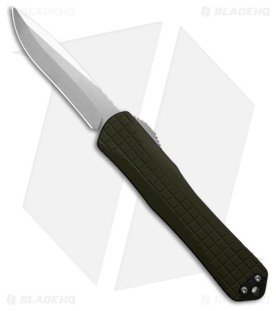 Heretic Knives Manticore X Recurve OTF Knife OD Green Frag Aluminum (3.75" SW)