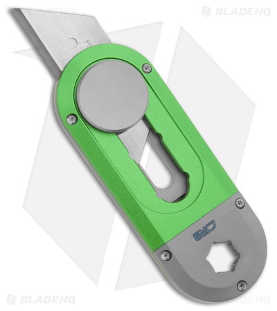 CJRB Breeze Manual Utility OTF Knife Titanium/Green Aluminum (0.8" Satin)
