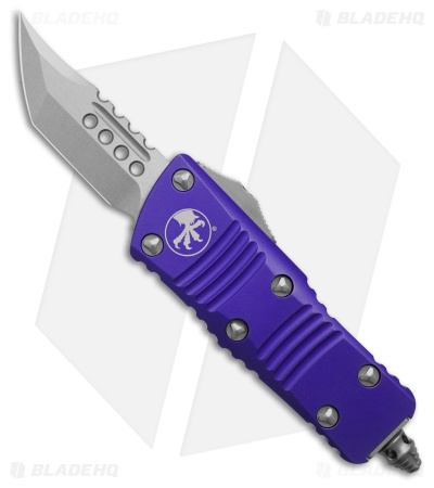 Microtech Mini Troodon Hellhound SS OTF Automatic Knife Purple Al (1.9" Satin)