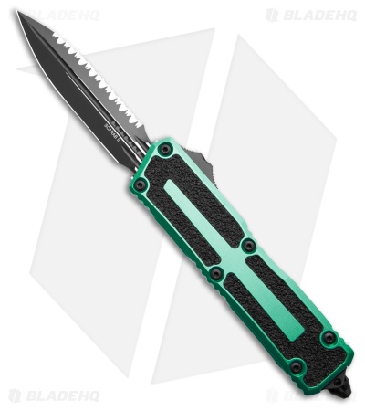 Microtech Scarab II Gen III D/E OTF Knife Turquoise Al (4" Black Full Serr)