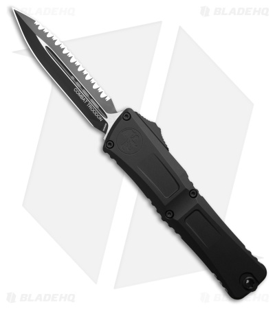 Microtech Combat Troodon D/E Gen III OTF Knife Black Al (4" Black Full Serr)