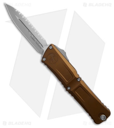 Microtech Combat Troodon Gen III D/E OTF Knife Tan Aluminum (4" Satin Full Serr)
