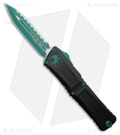 Microtech Combat Troodon Gen III OTF Knife Black Al (4" Blue Full Serr)